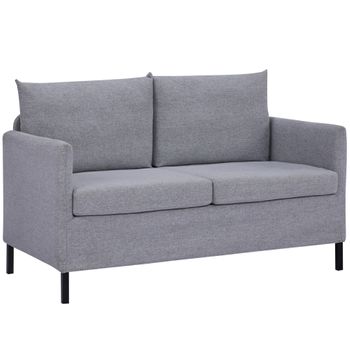 Sofá De 2 Plazas De Poliéster Acero Espuma Homcom 130x67x76,5 Cm-gris