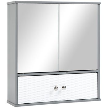 Armario De Baño Con Espejo De Mdf Vidrio Kleankin 48x16x65 Cm-blanco