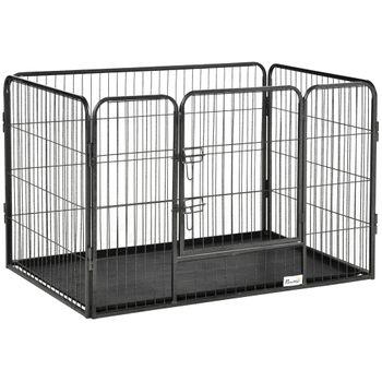 Parque Para Mascotas Rectangular De Acero Abs 109x74x71cm-pawhut.gris