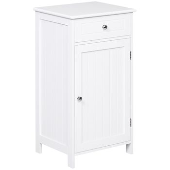 Armario De Baño Con 1 Cajón Puerta De Mdf Kleankin 43x34x77cm-blanco