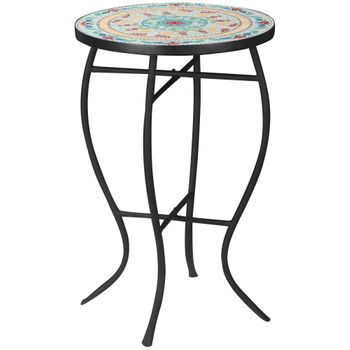 Mesa Redonda De Jardín De Cerámica Metal Ø60x71 Cm-outsunny. Negro con  Ofertas en Carrefour