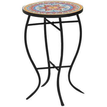 Mesa Redonda De Jardín De Cerámica Metal Ø60x71 Cm-outsunny. Negro con  Ofertas en Carrefour