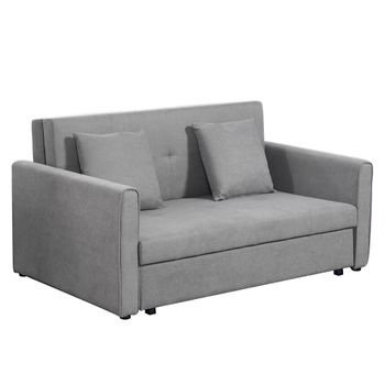 Sofá De 2 Plazas De Poliéster Espuma Madera Homcom 152x101x81cm-gris