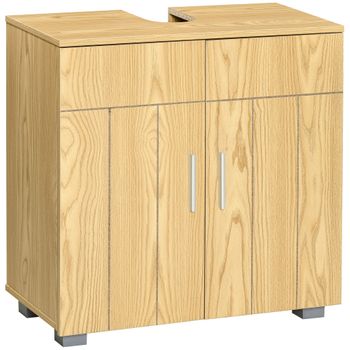Mueble Para Debajo Del Lavabo De Mdf Kleankin 60x30x60 Cm-natural