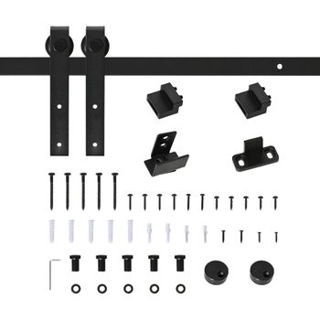 Herraje Para Puerta Corredera 200cm Con 2 Rieles De Acero Homcom