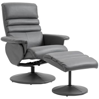 HOMCOM Silla Mecedora Tapizada en Lino y Cuero Sillón Balancín Relax con  Asiento Acolchado y Reposabrazos 42x46x47 cm Gris