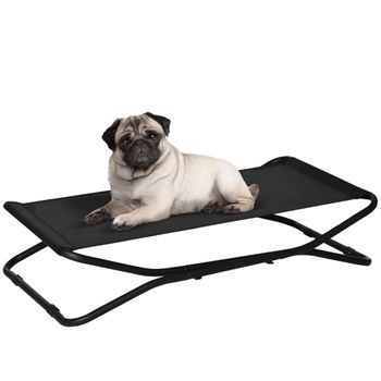 Cama Elevada Perros De Acero Texteline 111x65,5x19 Cm-pawhut. Negro