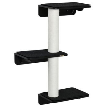 Árbol Para Gatos De Mdf Yute Poliéster Pp 63x28x93,5cm-pawhut. Negro