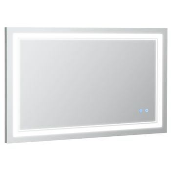 Espejo De Baño De Aleación De Aluminio Vidrio Kleankin 100x60cm-plata