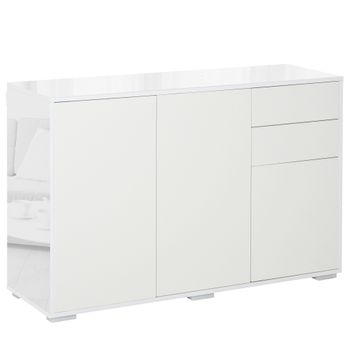 Aparador De Salón De Melamina De Madera Homcom 117x36x74cm-blanco