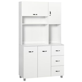 HOMCOM Carrito de Cocina Verdulero con 1 Cajón y 2 Estantes Abiertos Carro  Auxiliar con Ruedas 25x50x85 cm Blanco