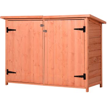 Outsunny Baúl De Madera Exterior Caja De Almacenamiento De Jardín