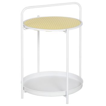 Mesa Auxiliar Moderna De Acero Pp Homcom 43,5x42,5x60 Cm-blanco