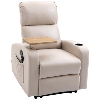 Sillón Masaje De Acero Poliéster Espuma Olmo Homcom 77x93x105cm-beige