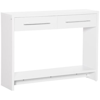 Mesa Consola De Melamina De Madera Homcom 101,6x28x76,2 Cm-blanco