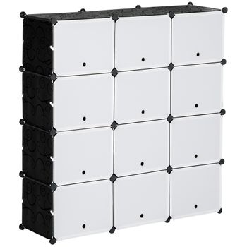 Armario Modular De Plástico Acero Homcom 125x32x125 Cm-negro Y Blanco