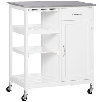 Carro de cocina auxiliar Homcom con ruedas blanco/natural 85x70x37 cm