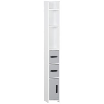 kleankin Armario Alto de Baño Mueble Columna Estrecho Moderno con 1 Puerta  Estante Ajustable y 3 Compartimentos Abiertos 39x30x168 cm Gris :  : Hogar y cocina