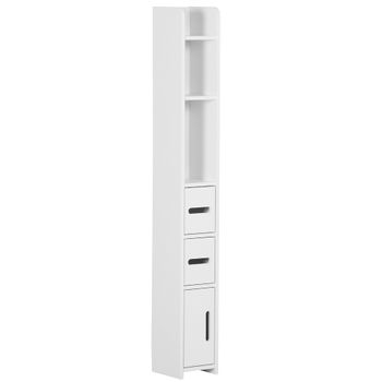 Armario Alto De Baño De Mdf Melamina Kleankin 15x17x120 Cm-blanco