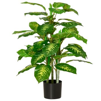 Planta Artificial De Peva Pe Acero Cemento Homcom Ø17x95 Cm-verde