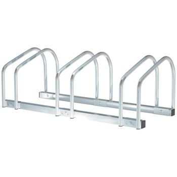 Aparcamiento Para 3 Bicicletas Homcom Acero, 76x33x27 Cm, Plata