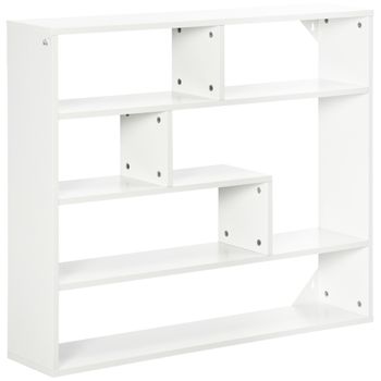 HOMCOM Estantería de Pared con 5 Cubos Estante Flotante de Madera para  Salón Estilo Moderno 49,5x10,2x86 cm Blanco