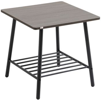 Mesa Auxiliar De Melamina De Madera Acero Homcom 50x50x50 Cm-gris