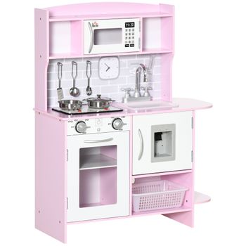 Cocina De Juguete Para Niños De +3 Años Con Luz Sonidos Rosa Homcom