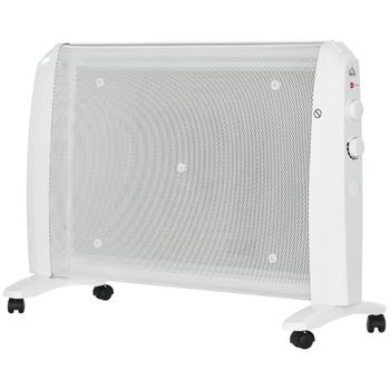 Calefactor Eléctrico 1000w/2000w Radiador De Mica Con 4 Ruedas Homcom