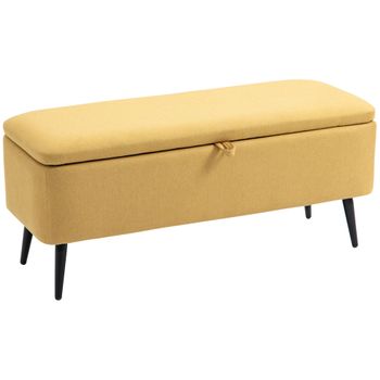 Banco Almacenaje De Lino Espuma Acero Homcom 101x38,5x44,5cm-amarillo