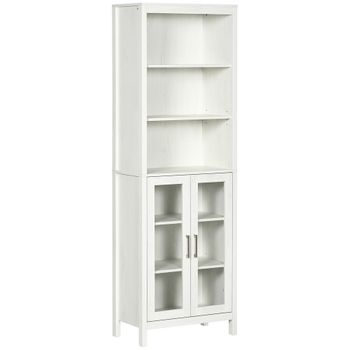 Armario Alto De Baño De Mdf Bambú Kleankin 35x27x171 Cm-blanco con Ofertas  en Carrefour