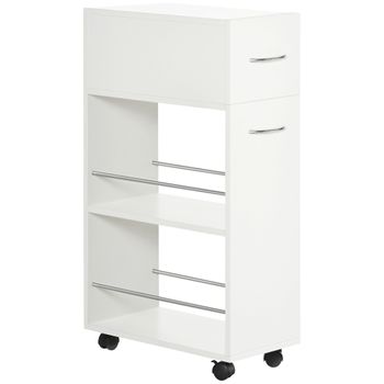 Carrito De Cocina De Melamina De Madera Homcom 25x50x85 Cm-blanco