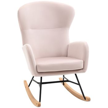 Silla Mecedora De Poliéster Espuma Acero Haya Homcom 65x87x102cm-rosa