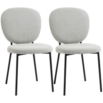 2 Sillas De Comedor De Poliéster Espuma Acero Homcom 46x59x82 Cm-gris