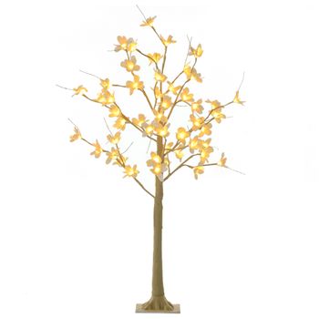 Árbol De Cerezo Con 48 Luces Led De Pp Homcom 18x18x120 Cm-caqui