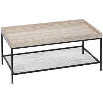 Mesa De Centro De Mdf Metal Homcom 100x50x46,5 Cm-natural