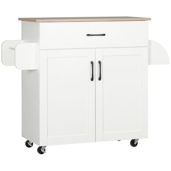 Aparador De Cocina De Mdf Madera De Caucho Homcom 101x40x85cm-blanco con  Ofertas en Carrefour