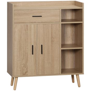 Aparador De Cocina De Melamina Metal Homcom 76x35x97cm-madera