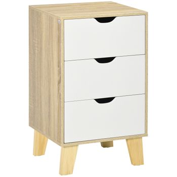 Cómoda De Melamina De Madera Pino Homcom 40x35x68,5cm-natural Blanco