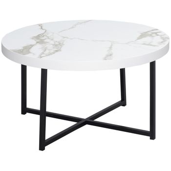 Mesa De Centro De Mdf Metal Homcom 80x80x45 Cm-blanco