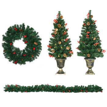 Conjunto De Árbol De Navidad De Pvc Abs Homcom 40x40x90 Cm-verde