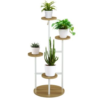 Soporte Para Plantas De Mdf Acero 40x40x95,5 Cm-outsunny. Natural