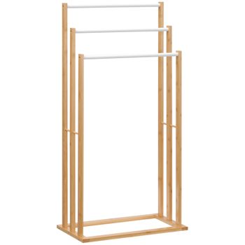 Toallero De Pie De Bambú Homcom 48x25,8x94 Cm-natural