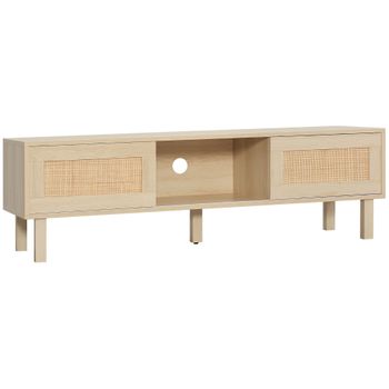 Mueble De Tv De Melamina De Madera Homcom 135x39x41 Cm-natural