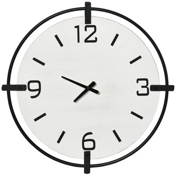 Reloj De Pared De Metal Madera De Abeto Homcom 40x4x40 Cm-blanco