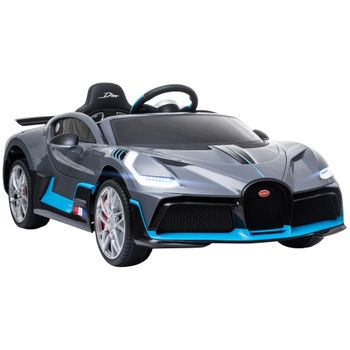 Coche Eléctrico Bugatti Divo Para Niños De 3-6 Años 12v Gris Homcom