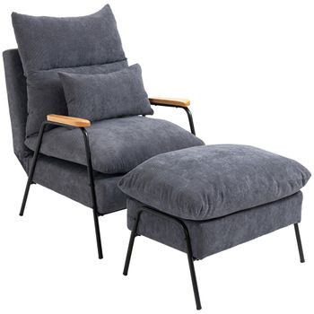 Sillón mecedora tapizada en lino moderno HOMCOM 42x46x47 cm gris