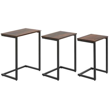 Mesa Auxiliar Cuadrada Kjellerup Mdf/metal 55 X 40 X 40 Cm - Efecto Madera  Tono Oscuro [en.casa] con Ofertas en Carrefour