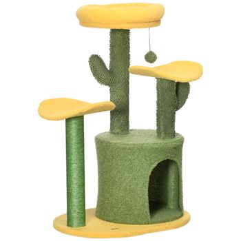 Árbol rascador para gatos de madera con cama PawHut Ø54x123,5 cm