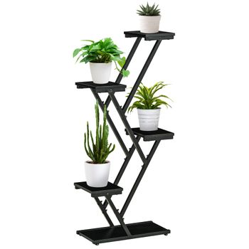 Soporte Para Plantas De Mdf Acero 53x24x119,5 Cm-outsunny. Negro